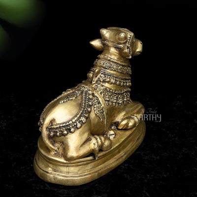Brass Nandi Sculpture - Shiva's Escort