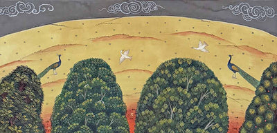 The Sacred Spring of Sakhis - Pichwai Painting (Handmade / Unframed / 109.2 x 167.6 cm)