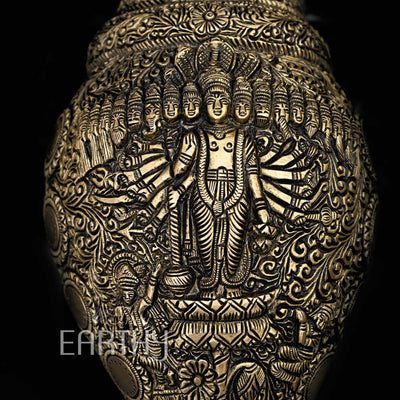 Brass Shankh with Vishnu Dashavatar Carving (Conch)