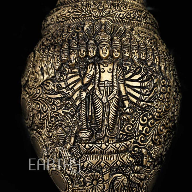 Brass Shankh with Vishnu Dashavatar Carving (Conch)
