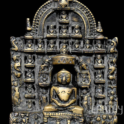 Vintage Brass Mahavir Ji with Jain Tirthankaras Sculpture