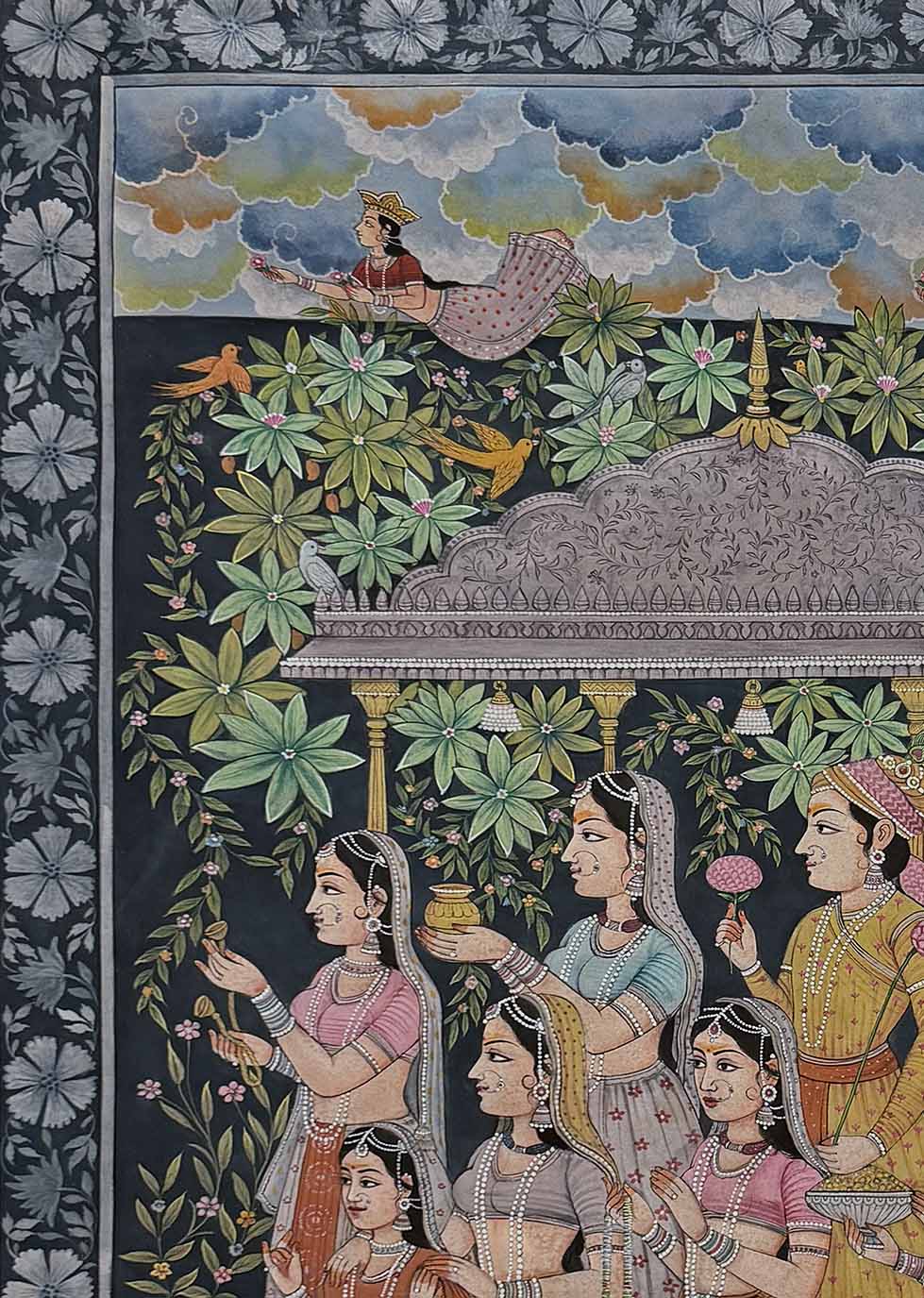 Nikunj Leela - Handmade Pichwai Painting (Unframed / 111.7 x 167.6 cm)