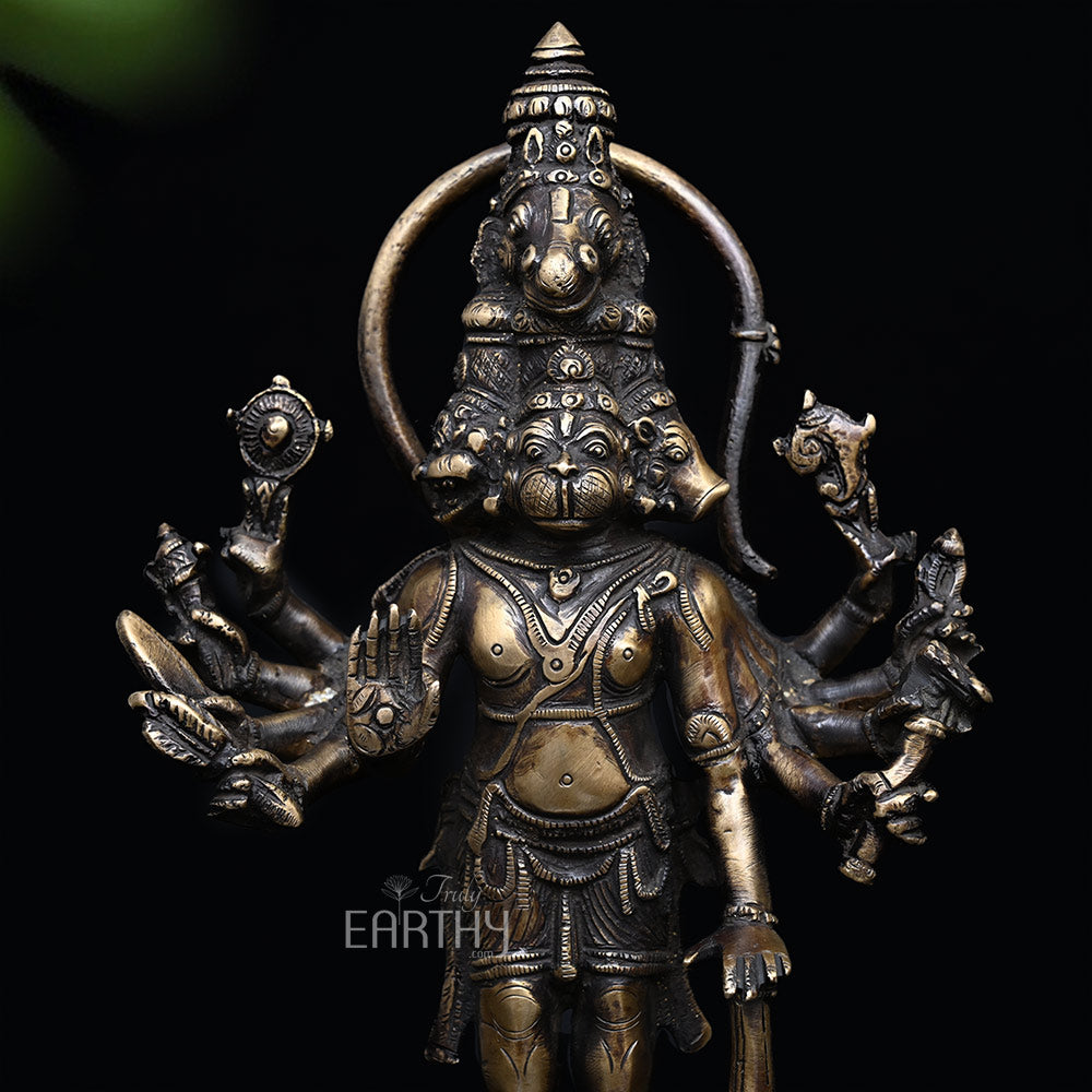 Brass Standing Panchmukhi Hanuman Idol
