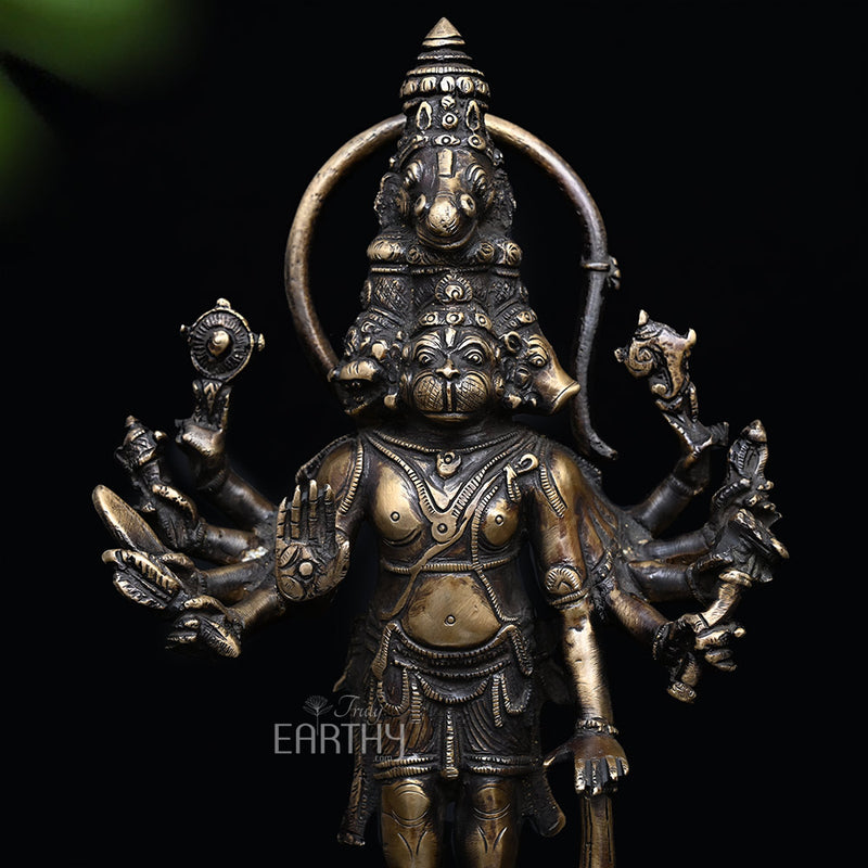 Brass Standing Panchmukhi Hanuman Idol