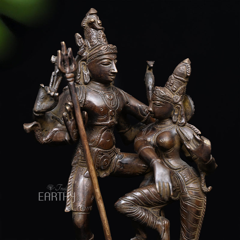 Vintage Brass Shiva Parvati Dancing Sculpture