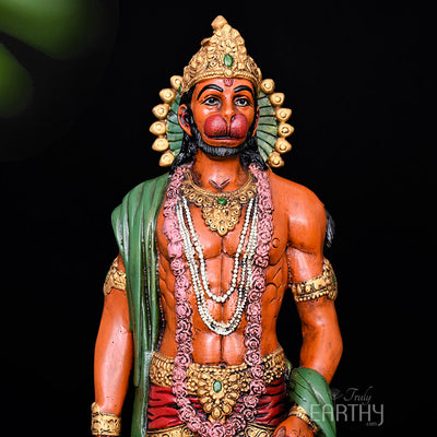 brass hanuman ji statue, closeup