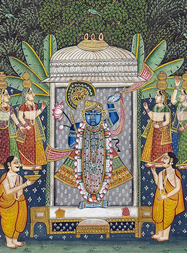 Authentic Shrinathji Pichwai Painting (Handmade / Unframed / 60.4 x 44.9 cm)