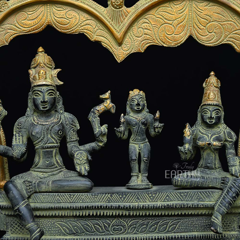 Brass Somaskanda Shiva, Parvati & Kartikeya Sculpture