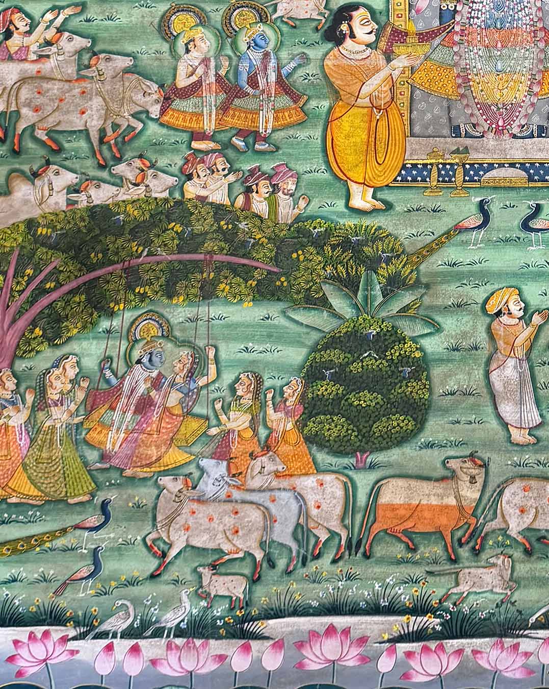 Daan Leela Large Pichwai Painting (Handmade / Unframed / 141.4 x 204.9 cm)