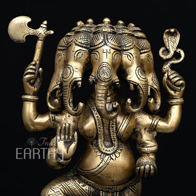 Brass Panchmukhi Ganesha Statue