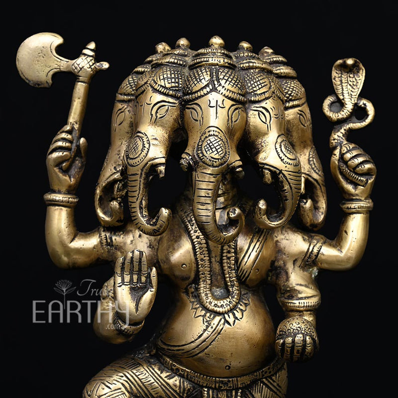 Brass Panchmukhi Ganesha Statue