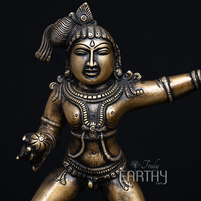 Brass Vintage Kaliya Krishna Sculpture