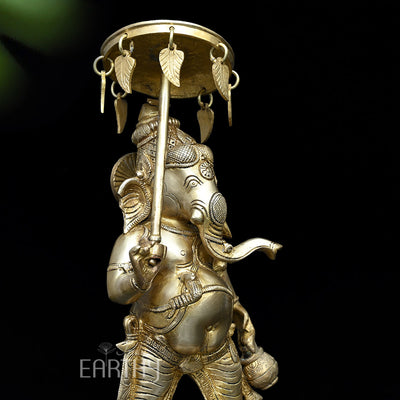 Lord Ganesha Idol with Umbrella | Brass Statue