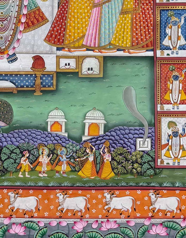 Sharad Purnima 24 Darshan - Pichwai Painting (Handmade / Unframed / 120.6 x 90.9 cm)