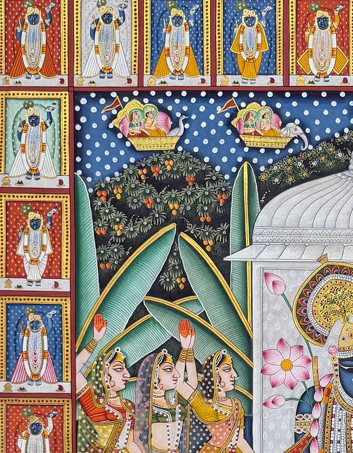 Sharad Purnima 24 Darshan - Pichwai Painting (Handmade / Unframed / 120.6 x 90.9 cm)