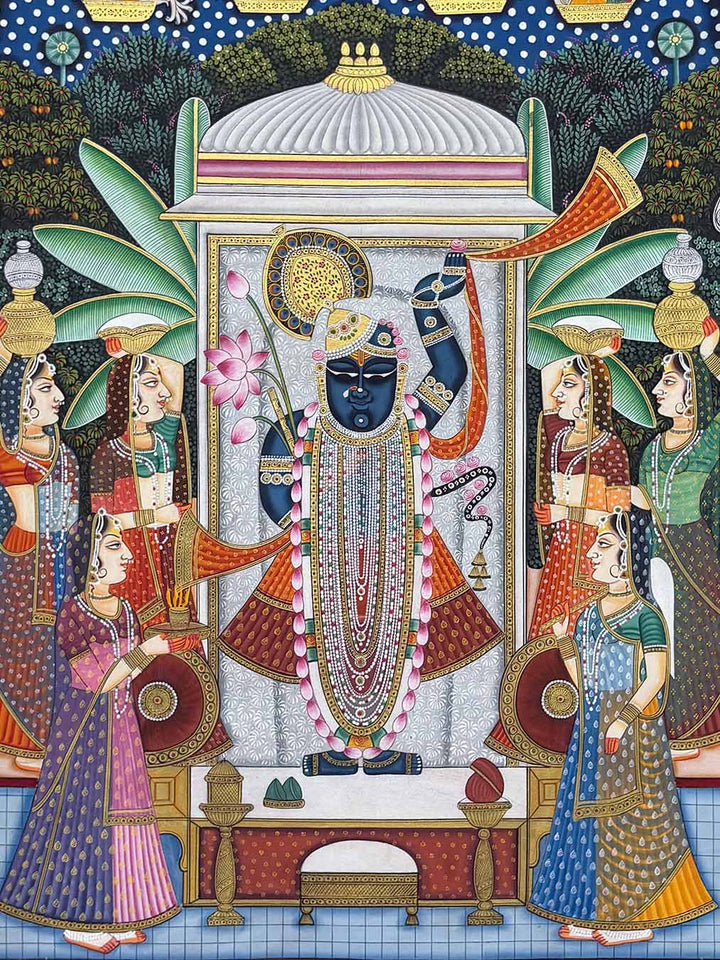 Handmade Sharad Purnima Pichwai Painting (Unframed / 91.4 x 121.5 cm)
