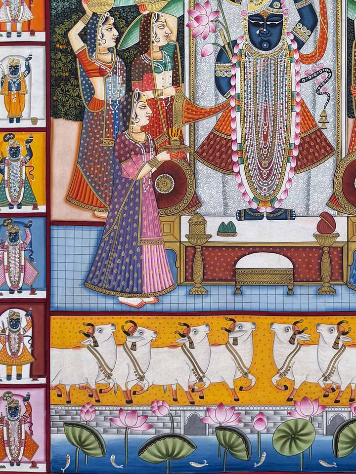 Handmade Sharad Purnima Pichwai Painting (Unframed / 91.4 x 121.5 cm)