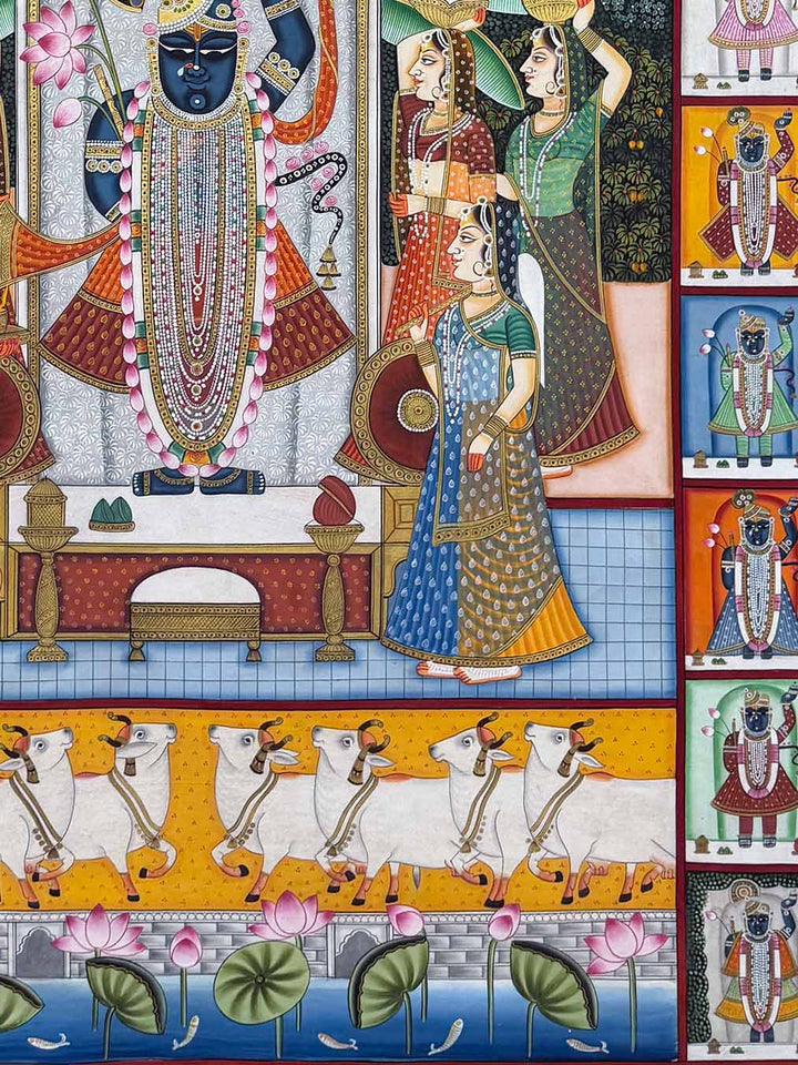 Handmade Sharad Purnima Pichwai Painting (Unframed / 91.4 x 121.5 cm)