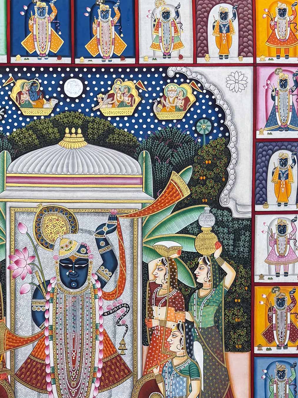 Handmade Sharad Purnima Pichwai Painting (Unframed / 91.4 x 121.5 cm)