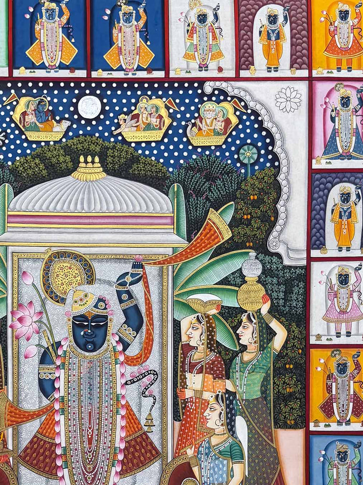 Handmade Sharad Purnima Pichwai Painting (Unframed / 91.4 x 121.5 cm)