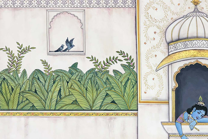 Divine Affection by the Lotus Pond (Handmade Painting / Unframed / 111.7 x 167.6 cm)