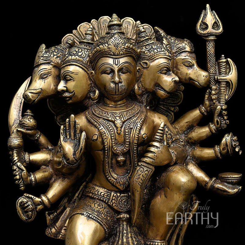 Brass Panchmukhi Hanuman Ji Idol