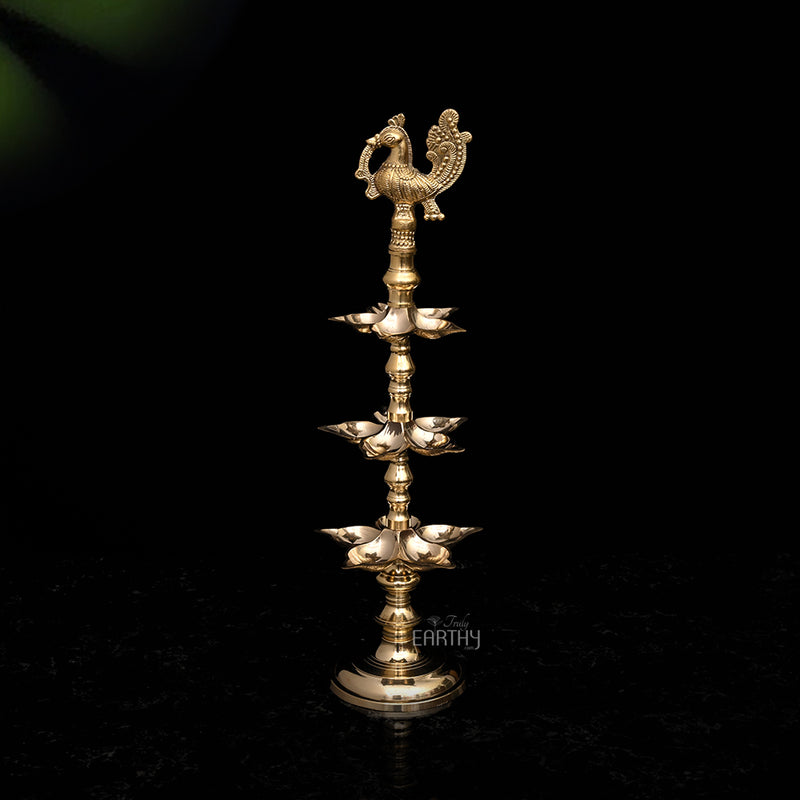 peacock brass oil lamp_2
