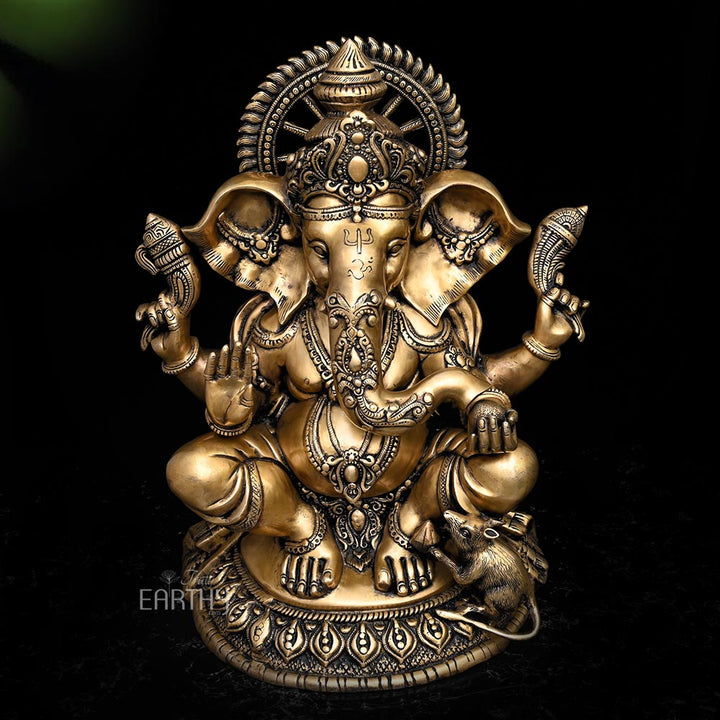 Brass Ganesha Idol (Large / 32.6 Kg / 23.2 inches)