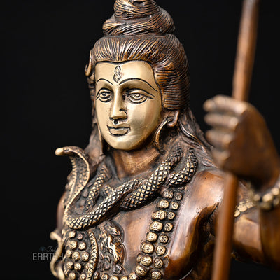 brass standing shiva statue, closeup angel 2