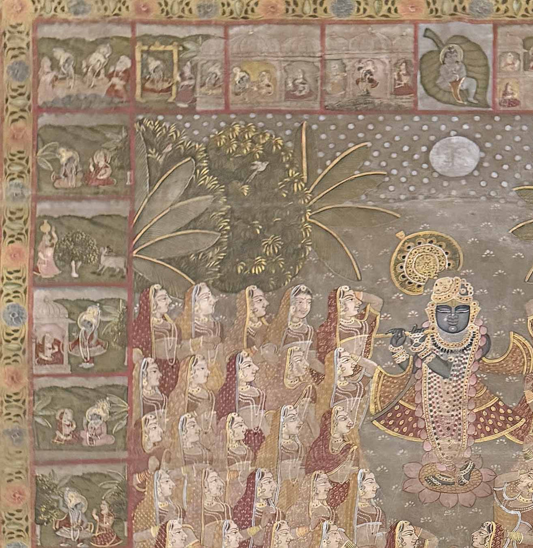 The Grand Darshan of Shrinathji - Vintage Nathdwara Pichwai Painting (Handmade / Unframed / 143.7 x 171.4 cm)