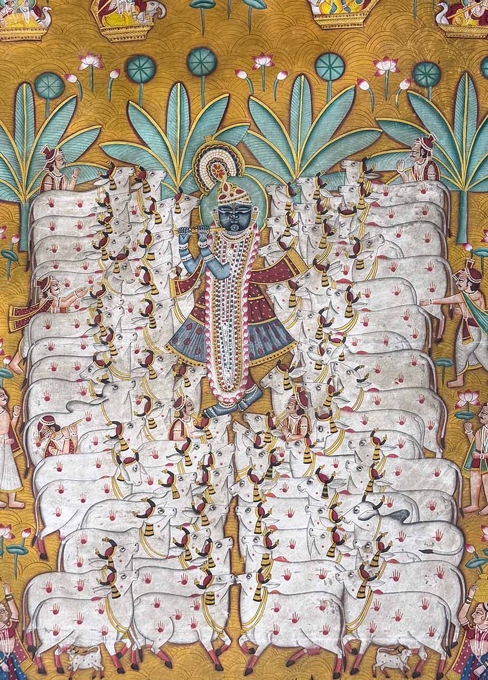 Pichwai Painting Gopashtami (Handmade / Unframed / 141.4 x 204.9 cm)