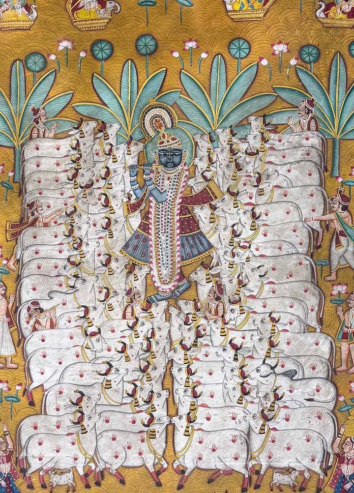 Pichwai Painting Gopashtami (Handmade / Unframed / 141.4 x 204.9 cm)
