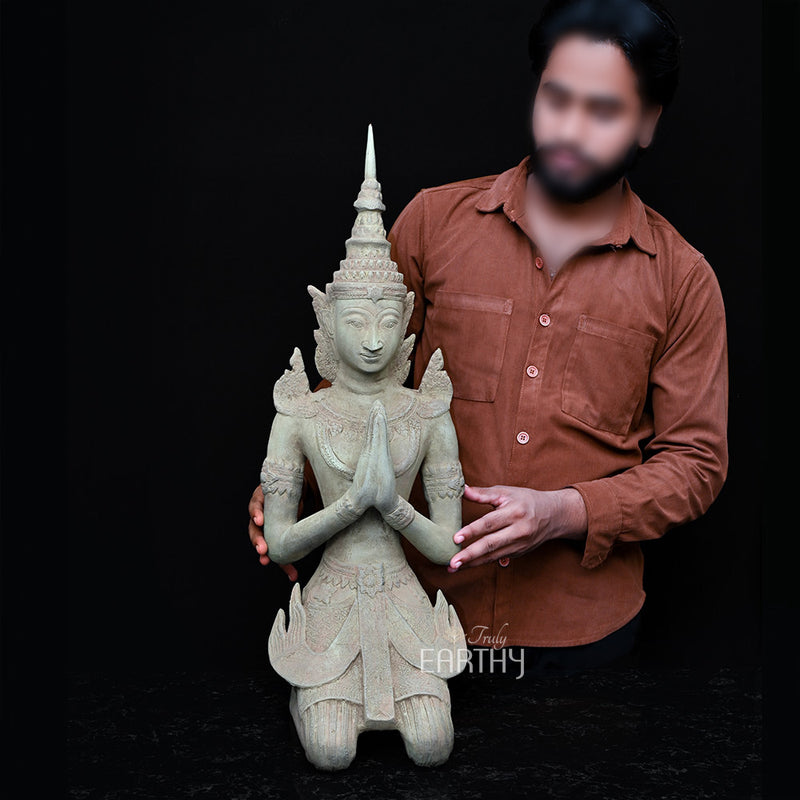 Thai Angel in Traditional Greeting Pose - Brass  Sculpture (71 cm)