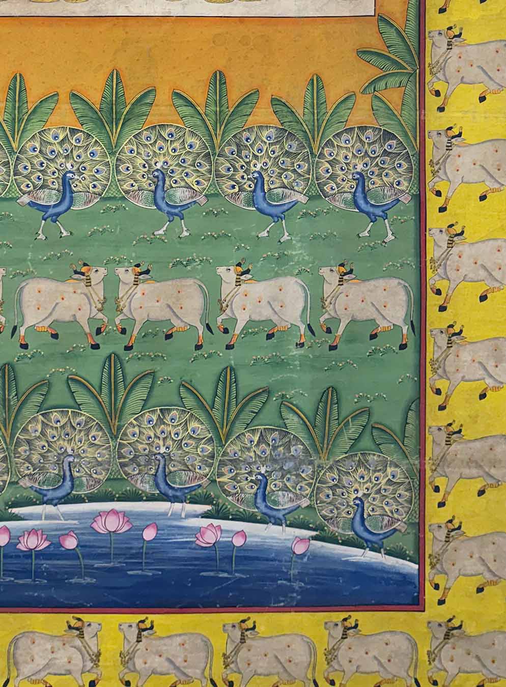 Teen Swaroop - Handmade Pichwai Painting (Unframed / 106.6 x 152.4 cm)