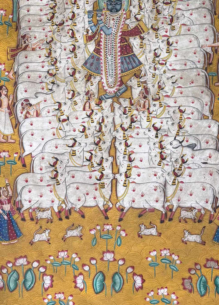 Pichwai Painting Gopashtami (Handmade / Unframed / 141.4 x 204.9 cm)