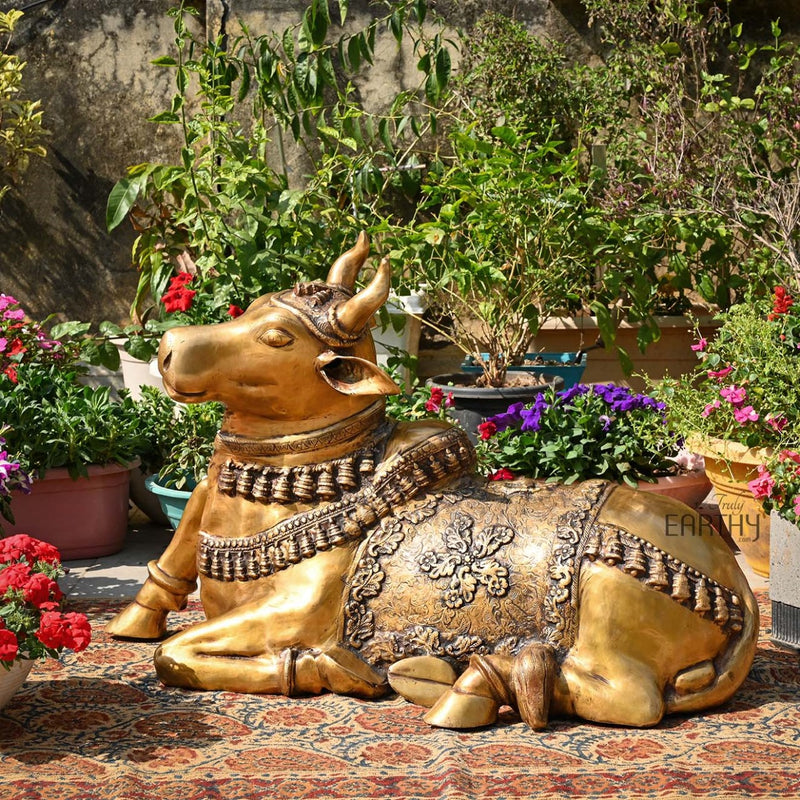 large brass sitting nandi, angel 7