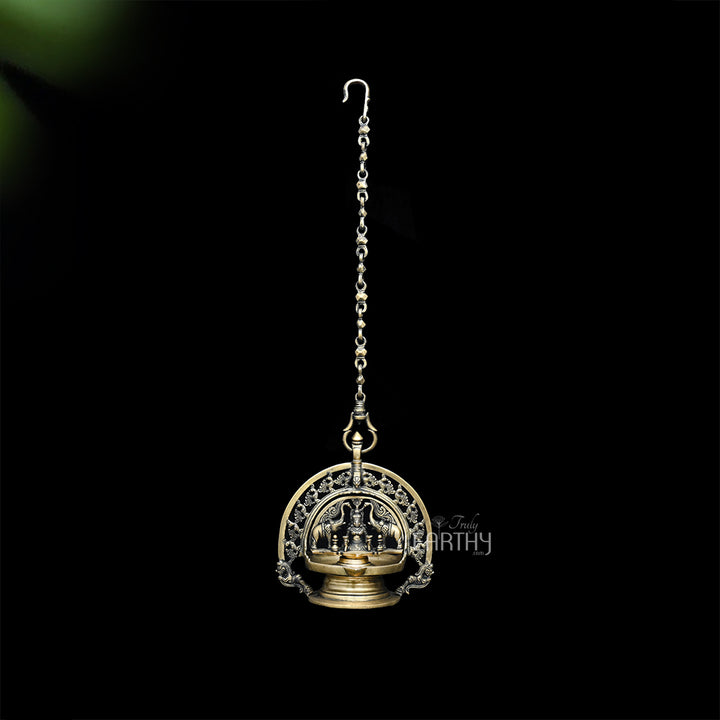 Brass Hanging Gaj-Laxmi Oil Lamp
