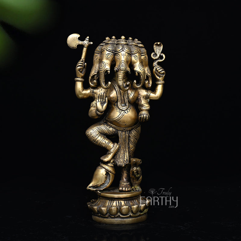 Brass Panchmukhi Ganesha Statue