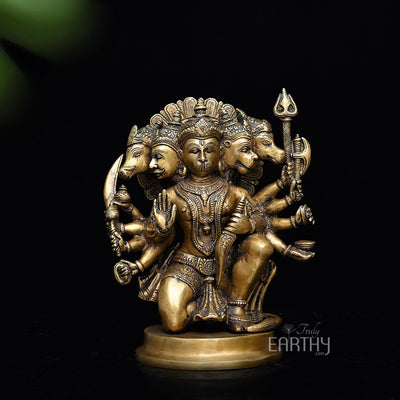 Brass Panchmukhi Hanuman Ji Idol
