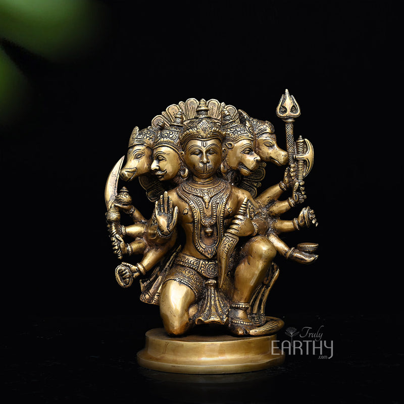 Brass Panchmukhi Hanuman Ji Idol