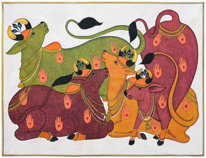 Contemporary Cows Pichwai Painting for Sale