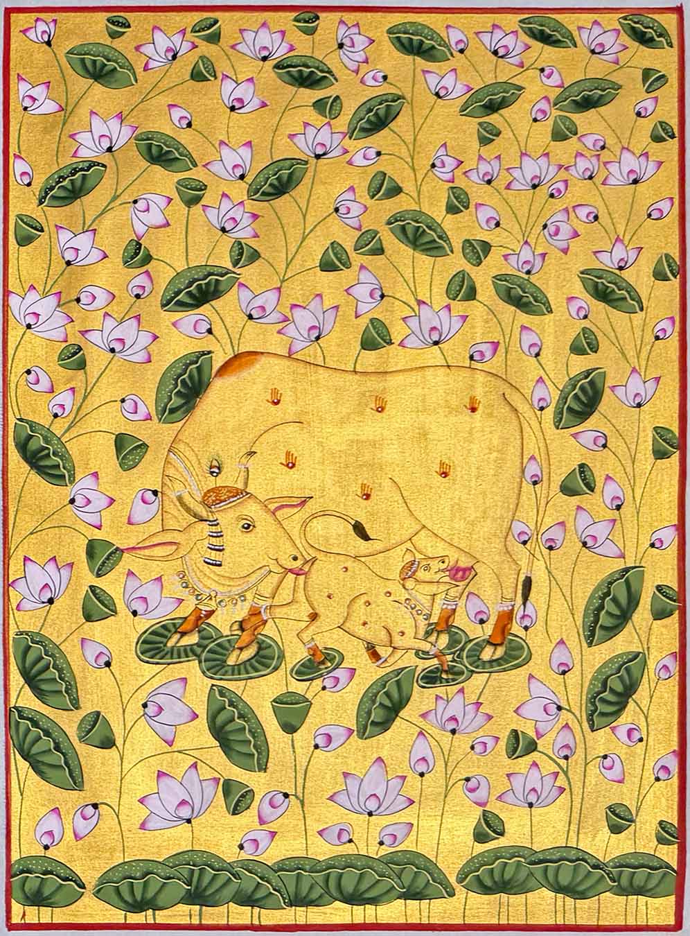 Golden Cow Pichwai Painting for Sale
