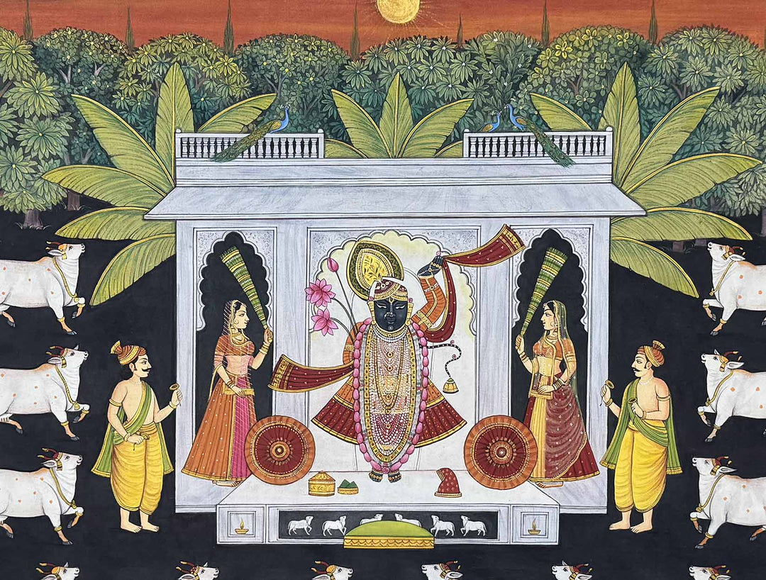nathdwara pichwai painting, closeup