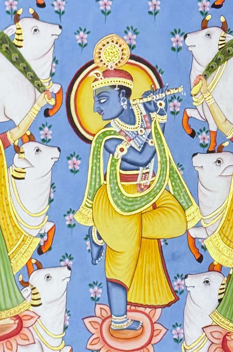 Krishna Pichwai Painting (Handmade / Unframed / 60.9 x 91.4 cm)