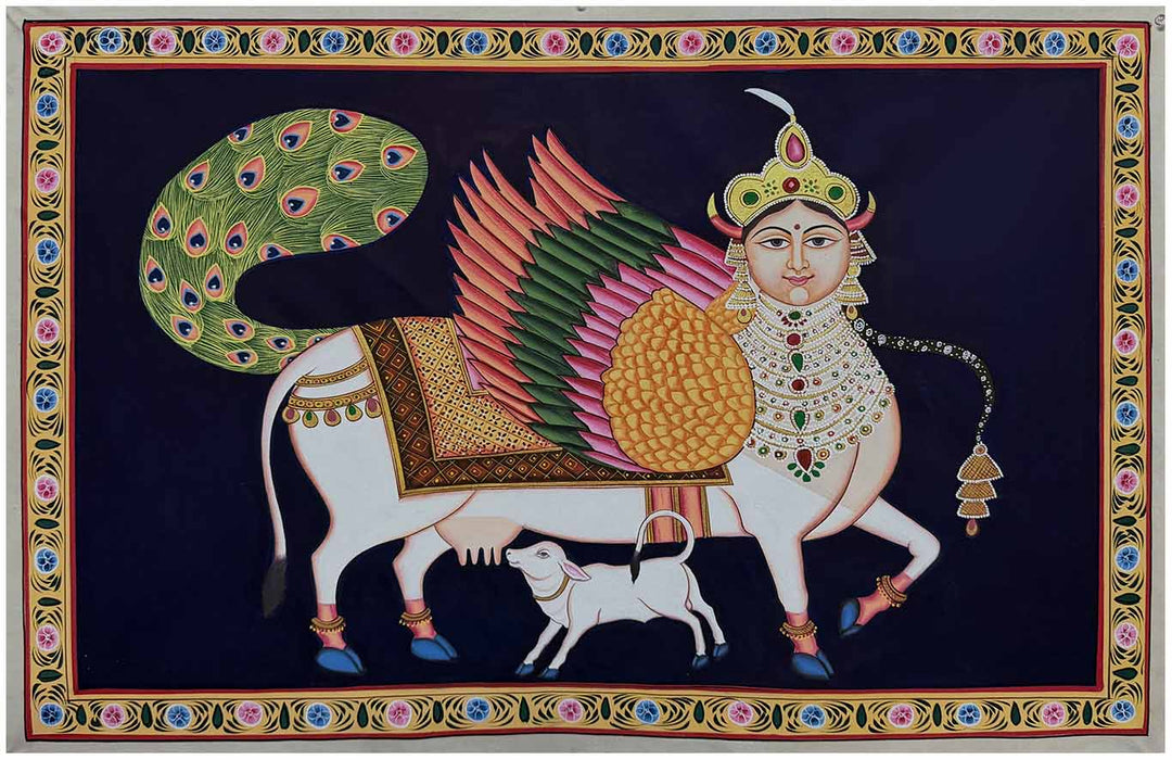 Kamadhenu cow and Calf Painting