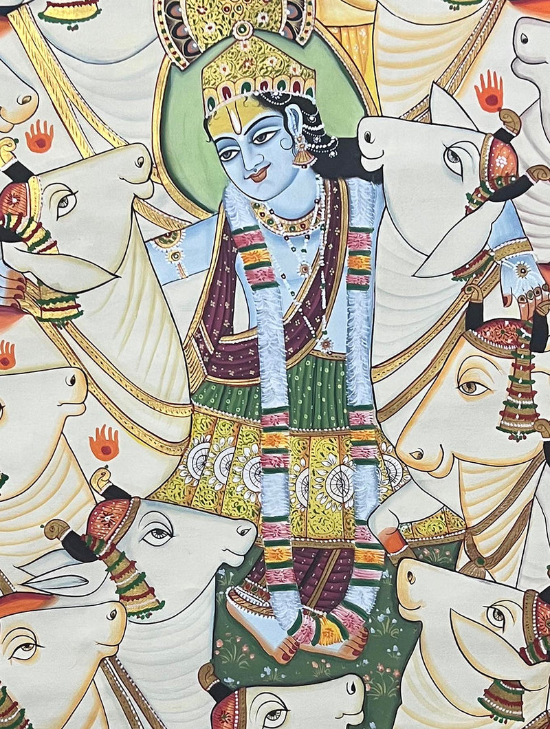 krishna with cows painting