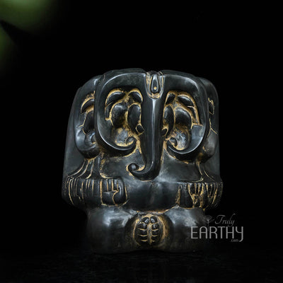 Panchmukhi Ganesha Pure Brass Rustic Vintage Abstract Sculpture for Sale