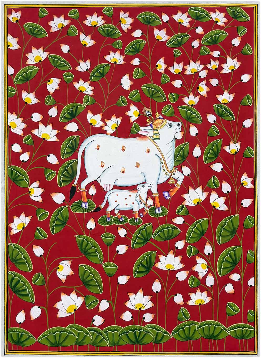 Red Cow Pichwai Painting