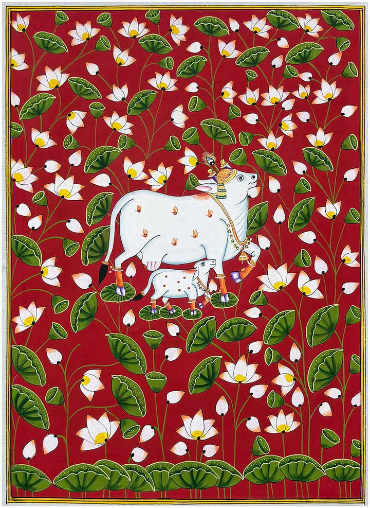 Red Cow Pichwai Painting