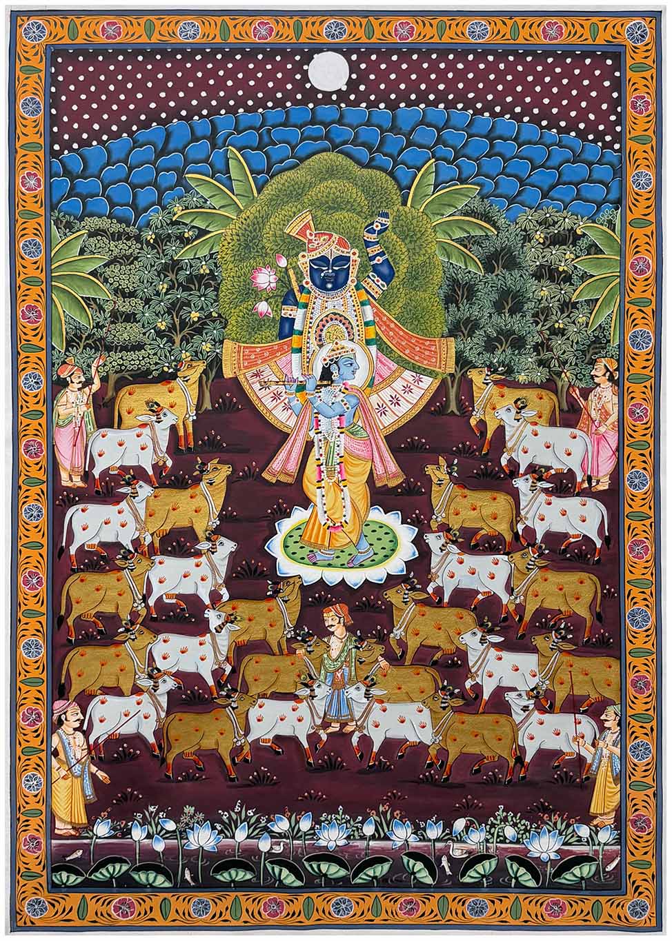 Shrinathji &amp; Krishna - Handmade Pichwai Painting